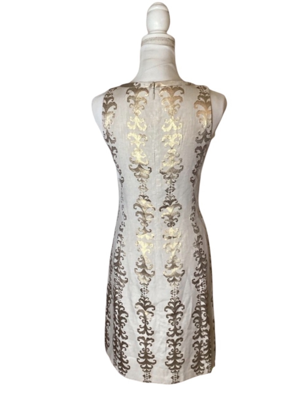 $450 Tory Burch Maggie Gold Brocade Sleeveless Shift Dress 6 - Picture 2 of 5